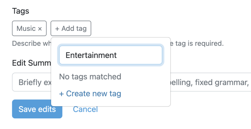 Add a New Tag in Answer